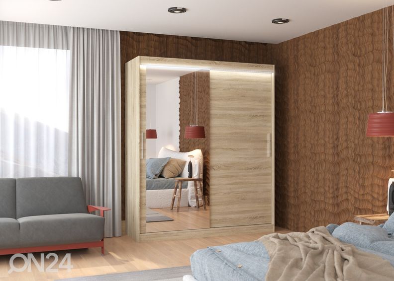 Lükandustega riidekapp 180 cm + LED suurendatud