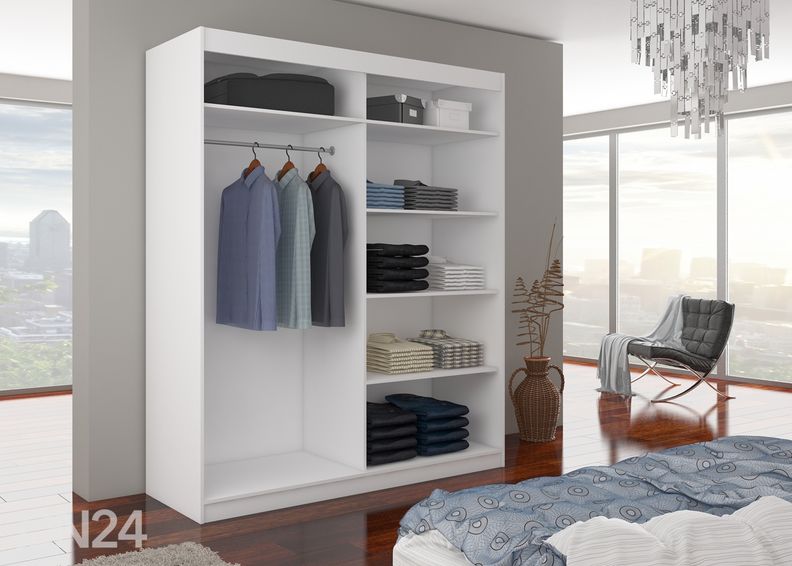 Lükandustega riidekapp 180 cm + LED suurendatud