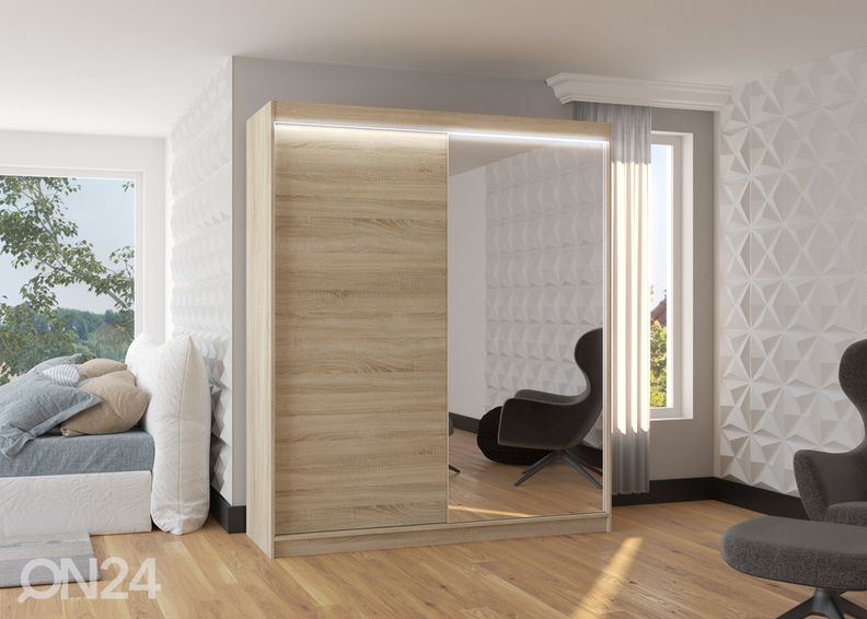 Lükandustega riidekapp 180 cm + LED suurendatud