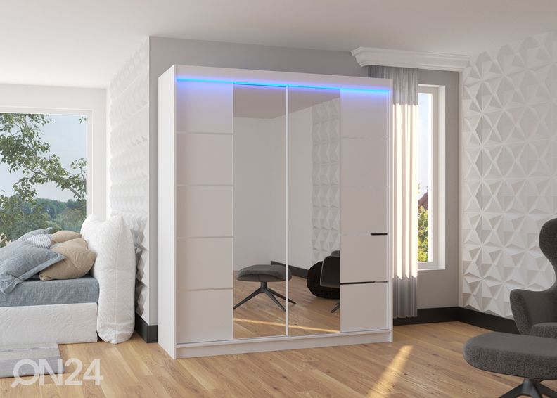 Lükandustega riidekapp 180 cm + LED suurendatud