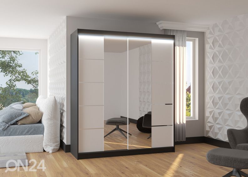 Lükandustega riidekapp 180 cm + LED suurendatud