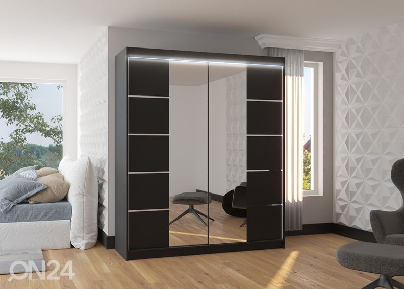 Lükandustega riidekapp 180 cm + LED suurendatud