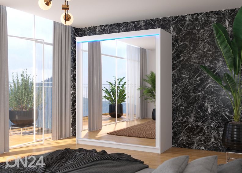 Lükandustega riidekapp 180 cm + LED suurendatud