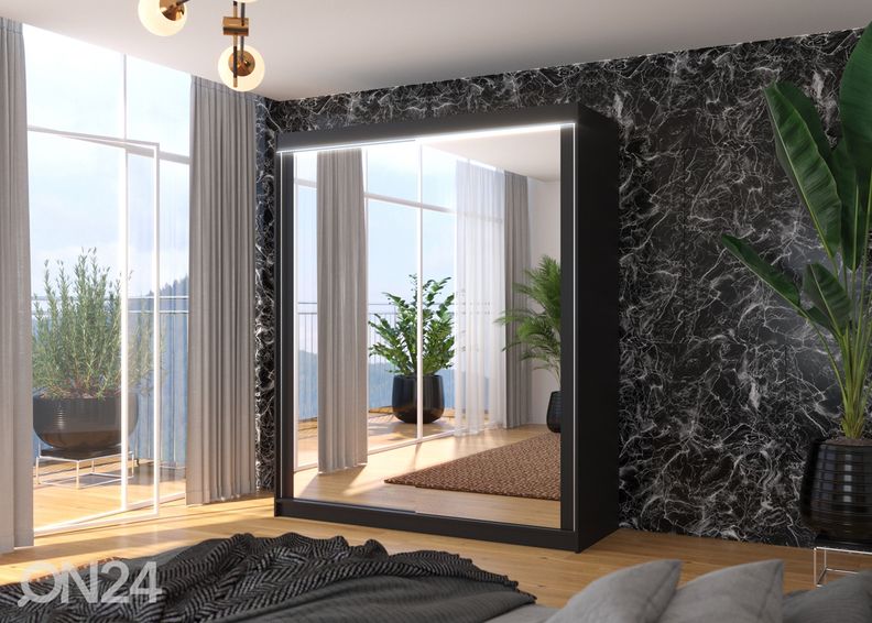 Lükandustega riidekapp 180 cm + LED suurendatud