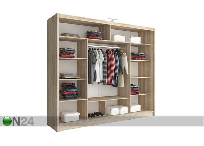 Lükandustega riidekapp 250 cm suurendatud