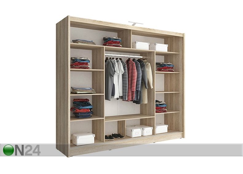 Lükandustega riidekapp 250 cm suurendatud