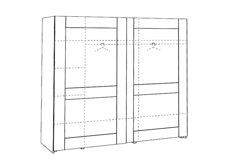 Lükandustega riidekapp 250 cm suurendatud