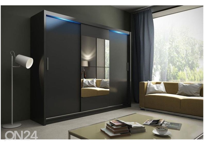 Lükandustega riidekapp 250 cm + LED suurendatud