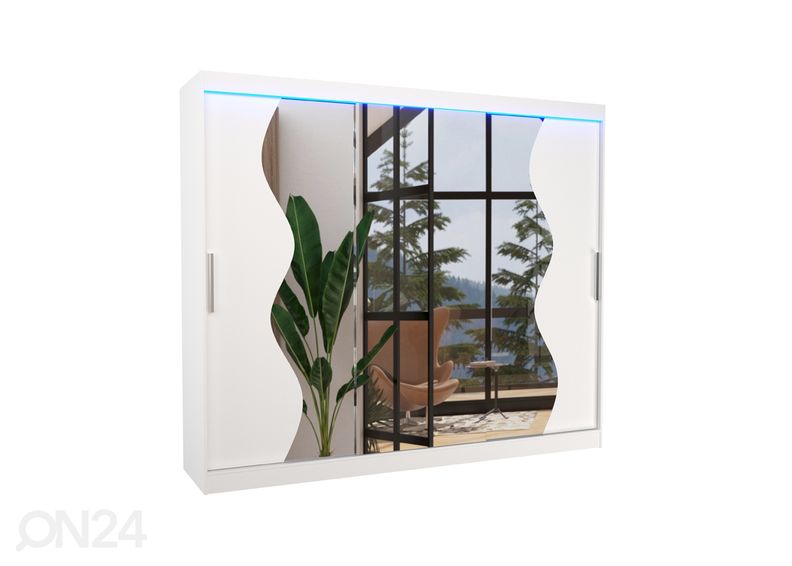 Lükandustega riidekapp 250 cm + LED suurendatud