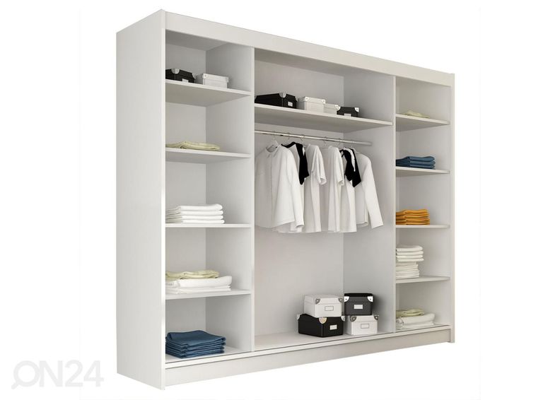 Lükandustega riidekapp 250 cm + LED suurendatud