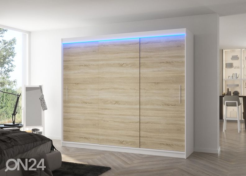 Lükandustega riidekapp Amanda I 250 cm + LED suurendatud