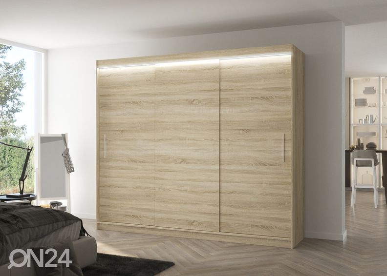 Lükandustega riidekapp Amanda I 250 cm + LED suurendatud