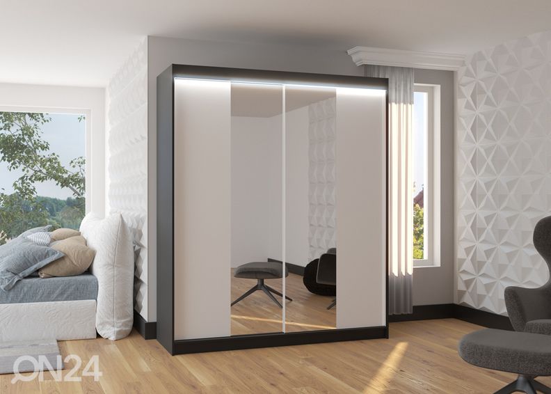 Lükandustega riidekapp Baldwin 180 cm + LED suurendatud