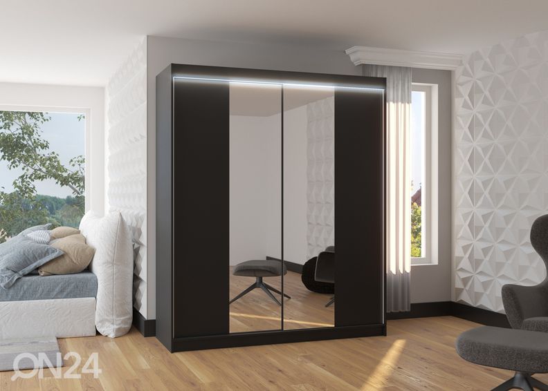 Lükandustega riidekapp Baldwin 180 cm + LED suurendatud