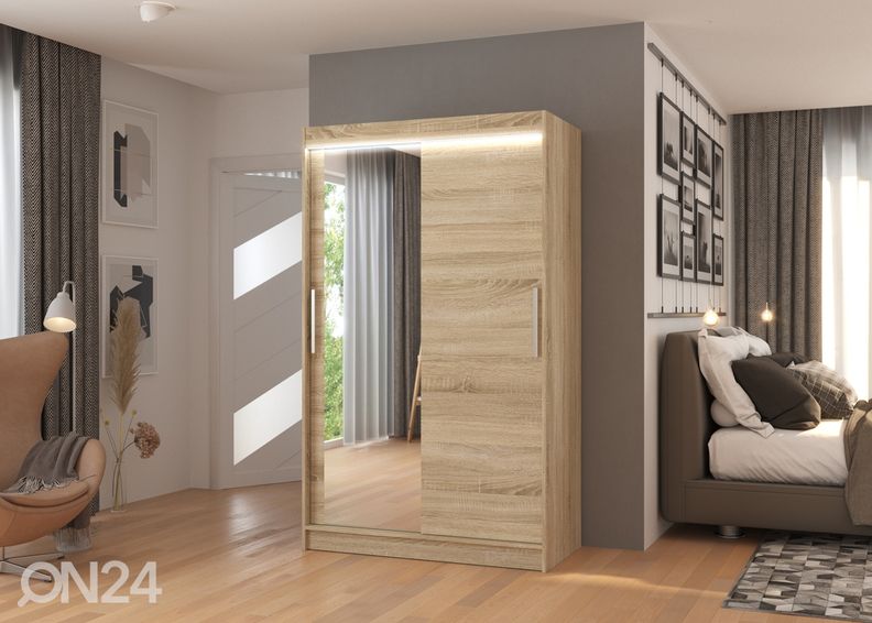 Lükandustega riidekapp Beth I 120 cm + LED suurendatud