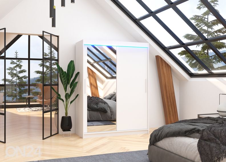 Lükandustega riidekapp Bianca I 150 cm + LED suurendatud