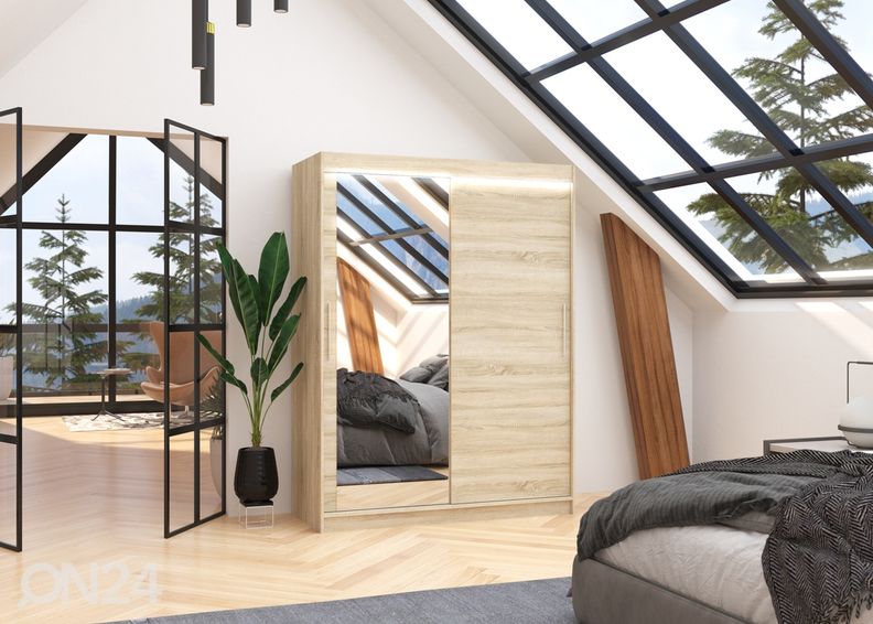 Lükandustega riidekapp Bianca I 150 cm + LED suurendatud