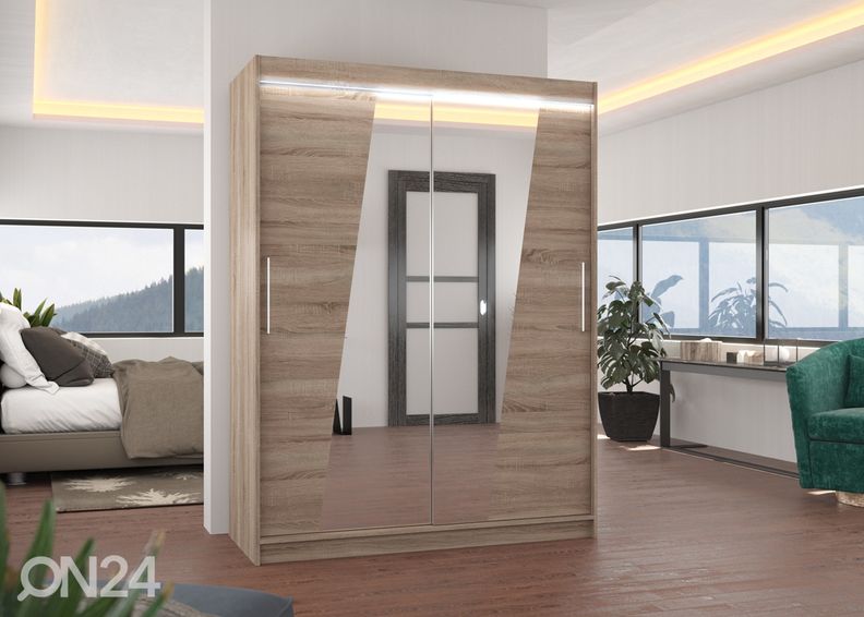 Lükandustega riidekapp Bixby 150 cm + LED suurendatud