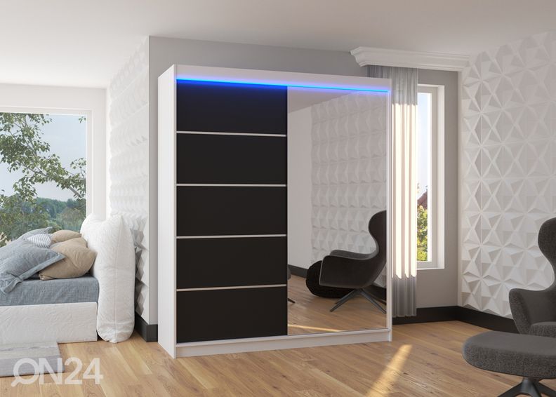 Lükandustega riidekapp Cabo I 180 cm + LED suurendatud