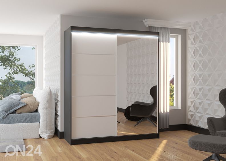 Lükandustega riidekapp Cabo I 180 cm + LED suurendatud