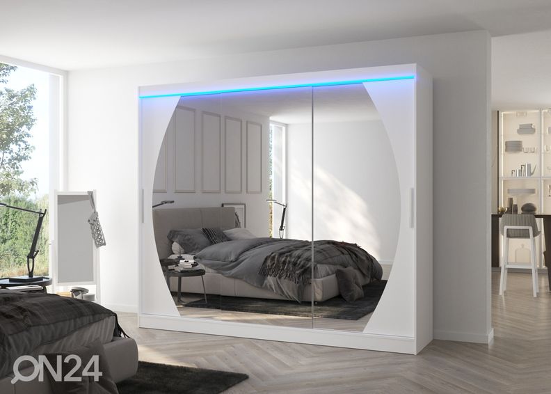 Lükandustega riidekapp Camden 250 cm + LED suurendatud