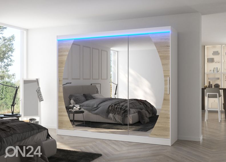 Lükandustega riidekapp Camden 250 cm + LED suurendatud