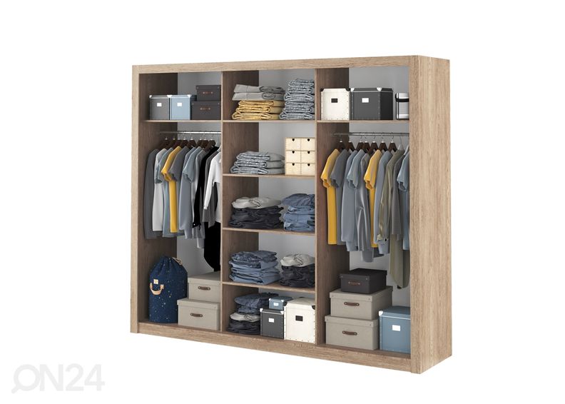 Lükandustega riidekapp Carlton 250 cm suurendatud