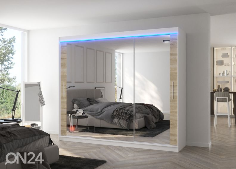 Lükandustega riidekapp Charlotte 250 cm + LED suurendatud