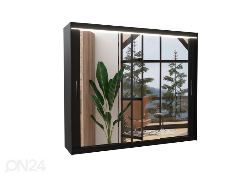 Lükandustega riidekapp Charlotte 250 cm + LED suurendatud