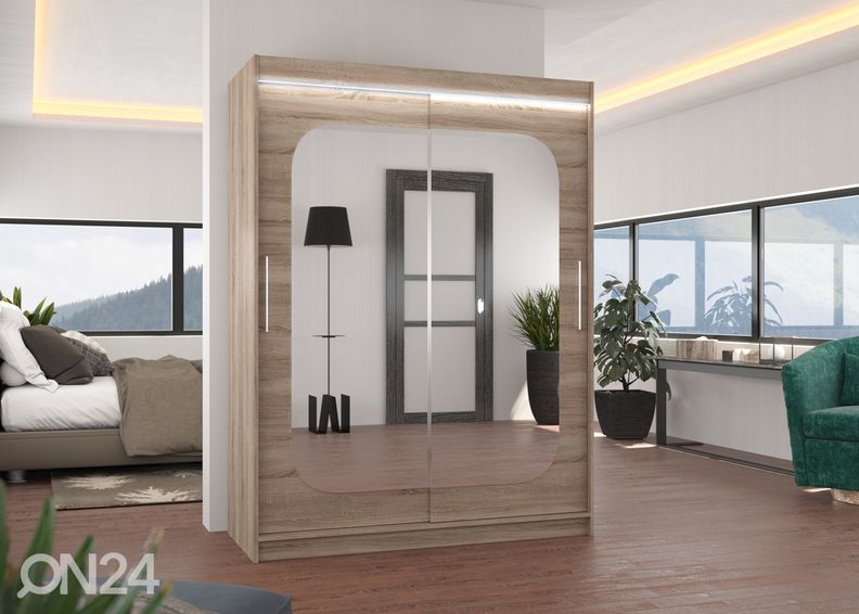 Lükandustega riidekapp Clarksville I 150 cm + LED suurendatud