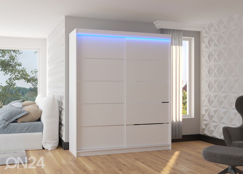 Lükandustega riidekapp Davi I 180 cm + LED suurendatud