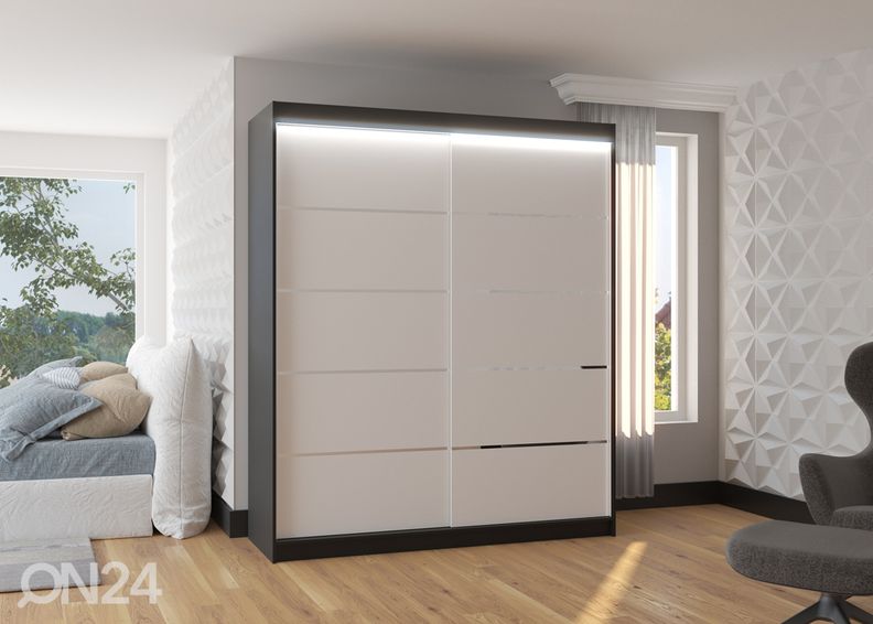 Lükandustega riidekapp Davi I 180 cm + LED suurendatud