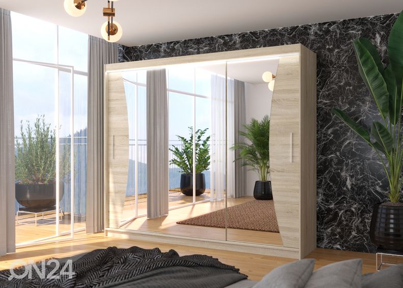 Lükandustega riidekapp Dixon 250 cm + LED suurendatud