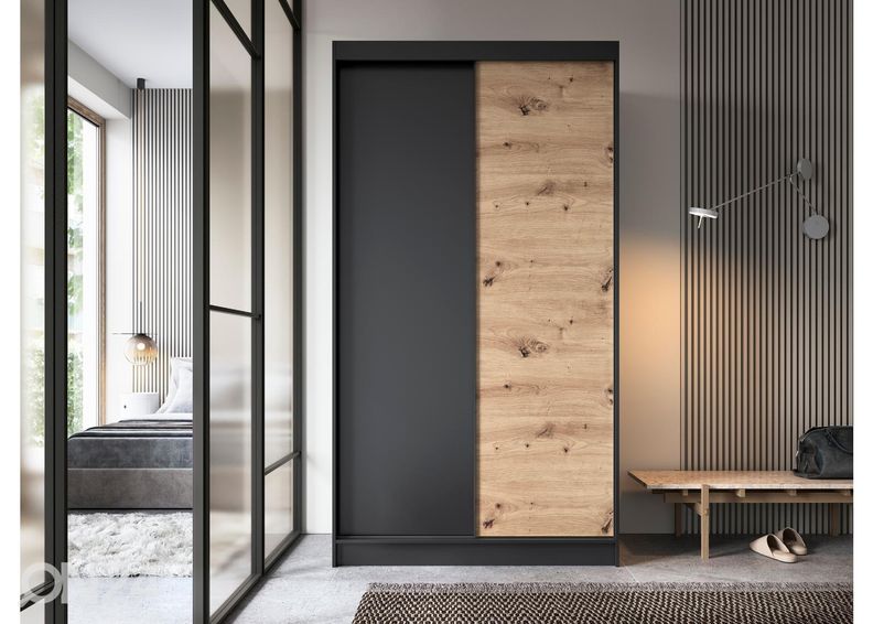 Lükandustega riidekapp Esville 120 cm suurendatud