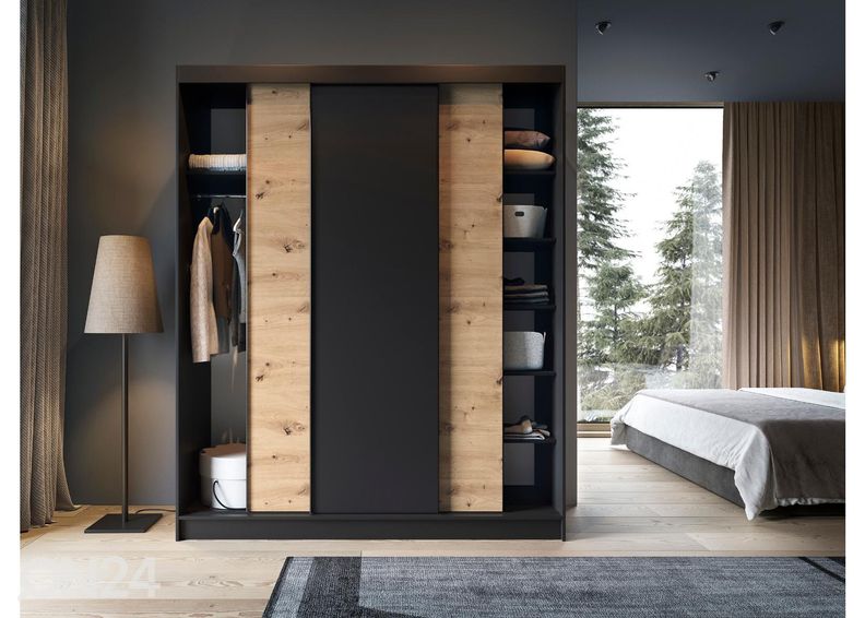 Lükandustega riidekapp Esville 180 cm suurendatud