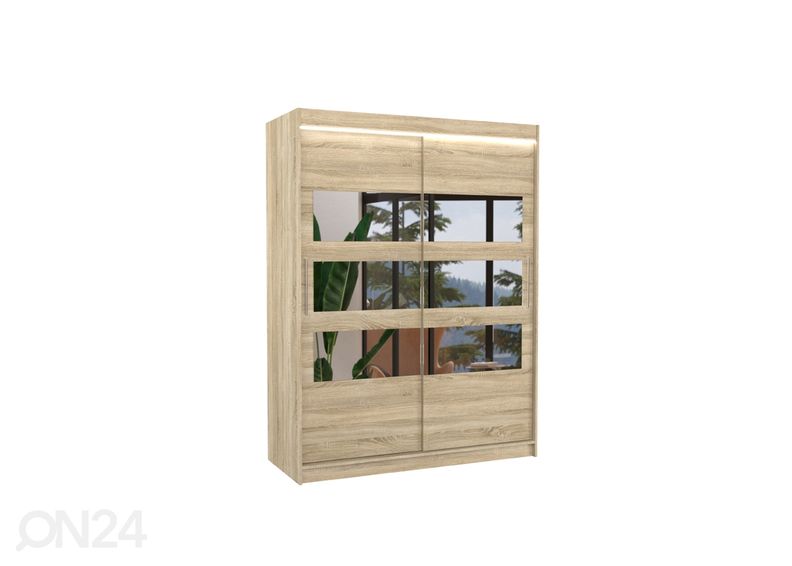 Lükandustega riidekapp Fiona 150 cm + LED suurendatud