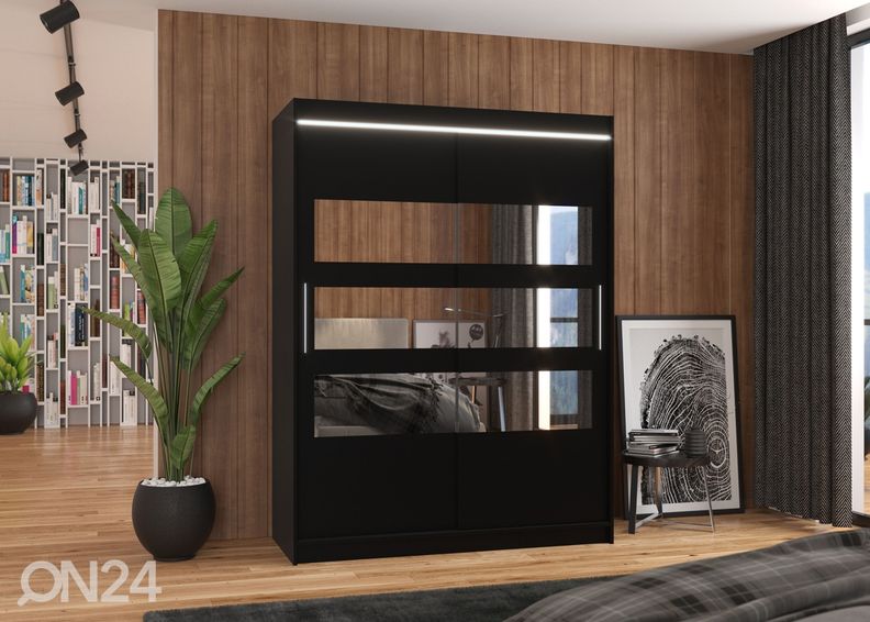 Lükandustega riidekapp Fiona 150 cm + LED suurendatud