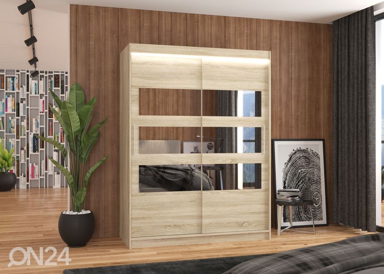 Lükandustega riidekapp Fiona 150 cm + LED suurendatud