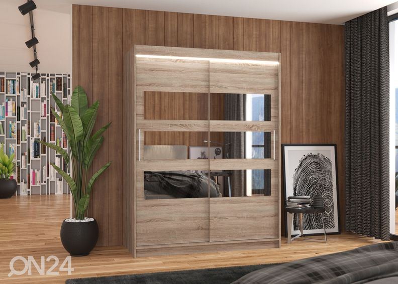 Lükandustega riidekapp Fiona 150 cm + LED suurendatud