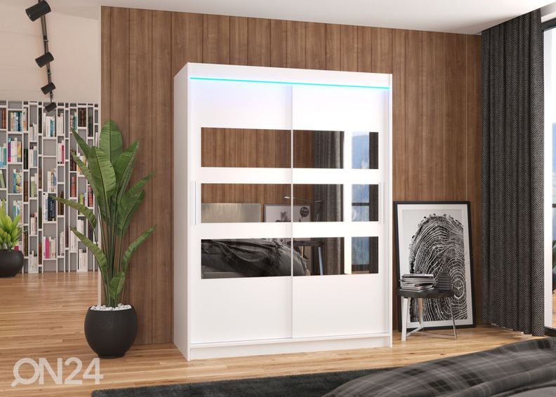 Lükandustega riidekapp Fiona 150 cm + LED suurendatud