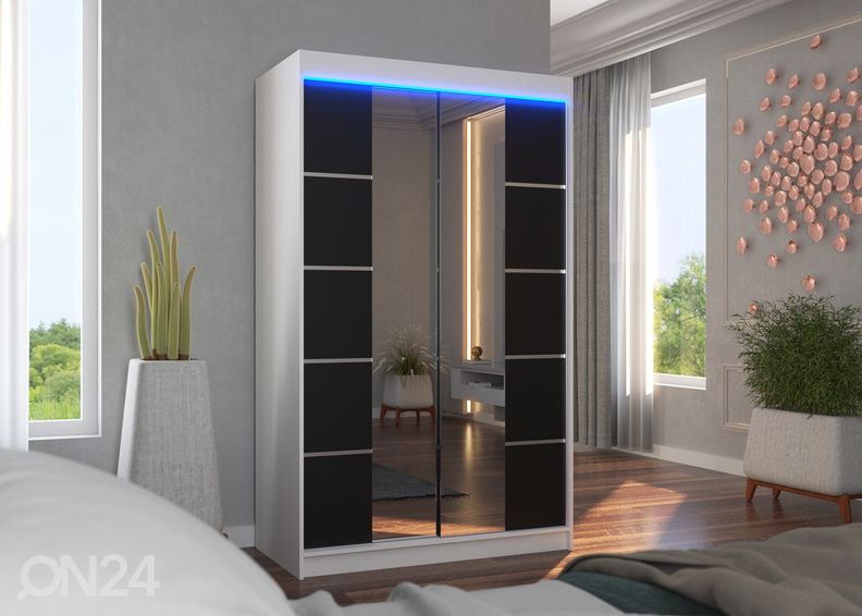 Lükandustega riidekapp Fiona I 120 cm + LED suurendatud