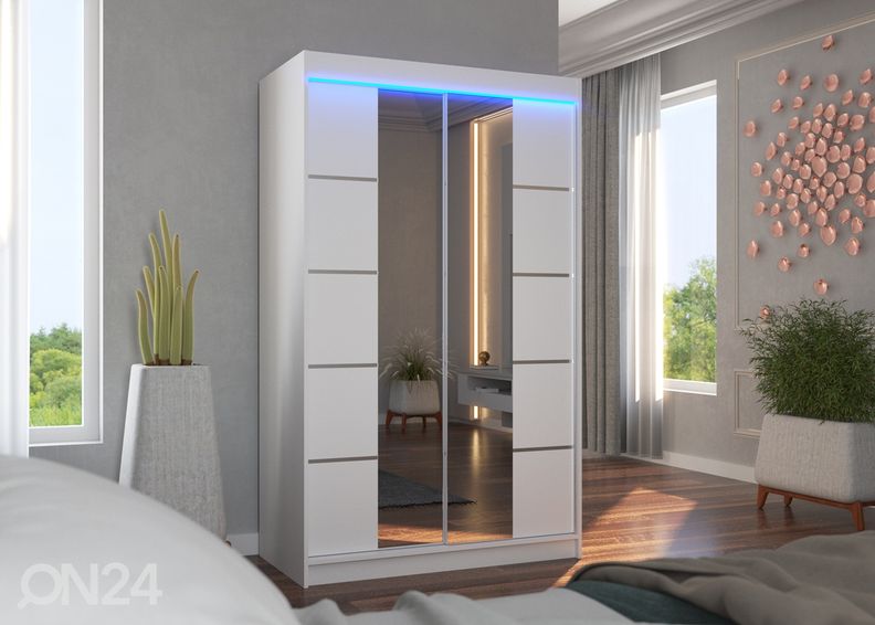 Lükandustega riidekapp Fiona I 120 cm + LED suurendatud