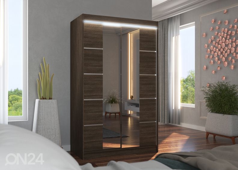 Lükandustega riidekapp Fiona I 120 cm + LED suurendatud