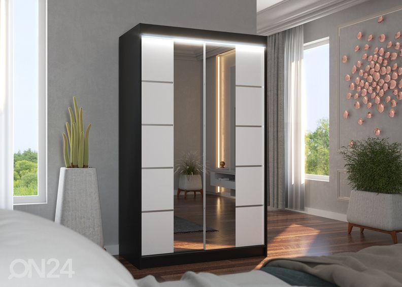 Lükandustega riidekapp Fiona I 120 cm + LED suurendatud