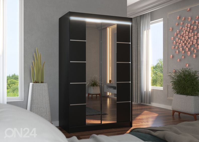 Lükandustega riidekapp Fiona I 120 cm + LED suurendatud