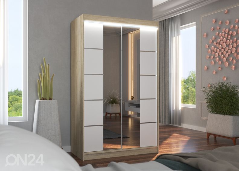 Lükandustega riidekapp Fiona I 120 cm + LED suurendatud