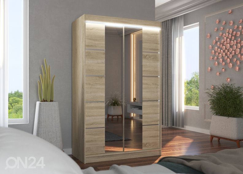 Lükandustega riidekapp Fiona I 120 cm + LED suurendatud