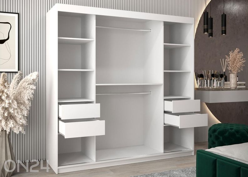 Lükandustega riidekapp Flutes 200 cm suurendatud