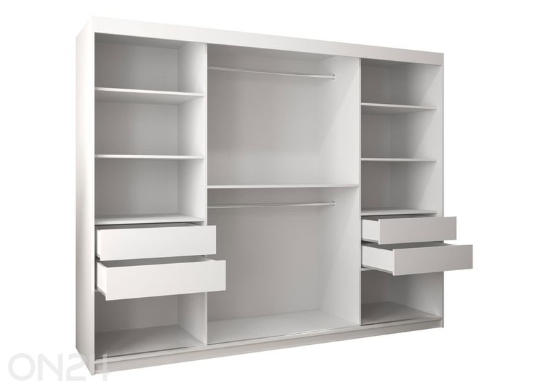 Lükandustega riidekapp Flutes 250 cm + LED suurendatud