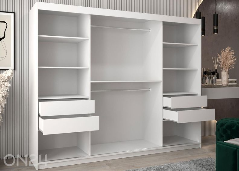 Lükandustega riidekapp Flutes 250 cm + LED suurendatud